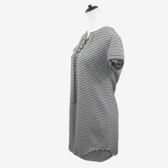 Cabi Nautical Stripe Lace Up Neckline Short Sleeve Dress Size Small - Picture 4 of 7